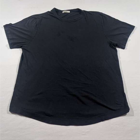 Buck Mason Mens Crew Curved Hem Tee Short Sleeve Black T-shirt Sz XL STAINS - Picture 1 of 8